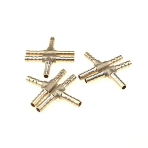 6Pcs Brass Hose Barb Fitting Pipe Tubing Splicer Fuel Water Gas Tee3 Way 1/4"6mm - Picture 1 of 7