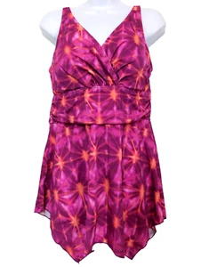 Costume da bagno intero D&Co. Beach 10 rosa fucsia stampa arancione senza fondo - Foto 1 di 10
