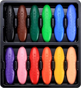 HAOCHEN Kids Kinder Safe Wachsmalstifte, 12 Farben Erdnussstifte, Jumbo Zeichnen - Bild 1 von 7