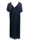 Navy Evening Prom Mother Bride Gown By Adrianna Papell Size 14 Good Condition