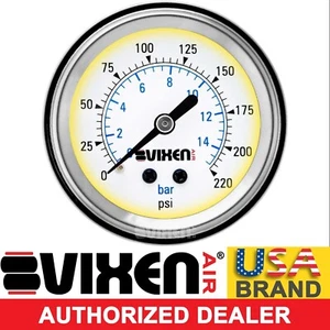 2"SINGLE NEEDLE PRESSURE AIR GAUGE W/LIGHT SUSPENSION/AIR RIDE/BAGS 220PSI WHITE - Picture 1 of 4