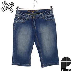 PROTEST 'GENERAL' PANTALONCINO DONNA DENIM CAPRI PANTALONI SMALL UK 10 NUOVO CON ETICHETTE PREZZO AL PUBBLICO £45 - Foto 1 di 3