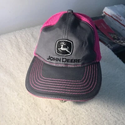 Gorra para mujer John Deere con logotipo ajustable rosa y gris  Foto 1 de 4