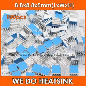 100 sztuk Mały 8,8 * 8,8 * 5 mm Aluminiowy radiator Chłodnica Chłodnica z taśmą termiczną - Zdjęcie 1 z 8