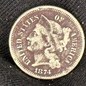 1874 3 CENT NICKEL PIECE - Picture 1 of 2