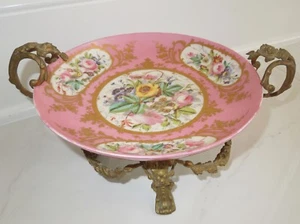 MARKED 19th Century ANTIQUE FRENCH PINK SEVRES GILTED BRONZE - Picture 1 of 8
