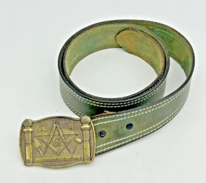 Hebilla de cinturón masónico 1981 Great American Buckle Co #868 E31 con cinturón - Imagen 1 de 11