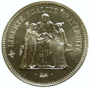 1976 FRANCE Large 50 FRANCS Authentic French Silver Coin HERCULES Motto i104065 - Picture 1 of 3