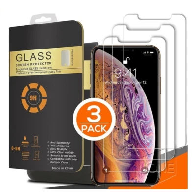 3X Protector de Pantalla de Vidrio Templado para iPhone 15 14 13 12 11 Pro Max X XR 8 7 6 Foto 1 de 4