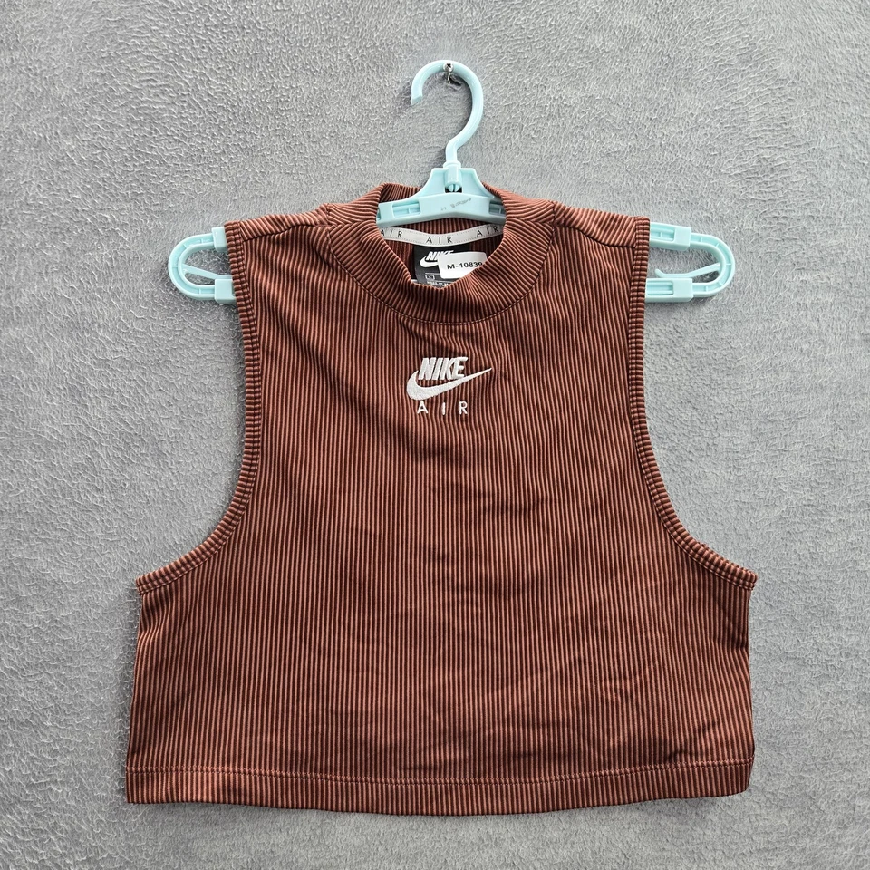 Camiseta sin mangas Nike para mujer L marrón nailon poliéster rayas ropa deportiva logotipo aire Foto 1 de 4