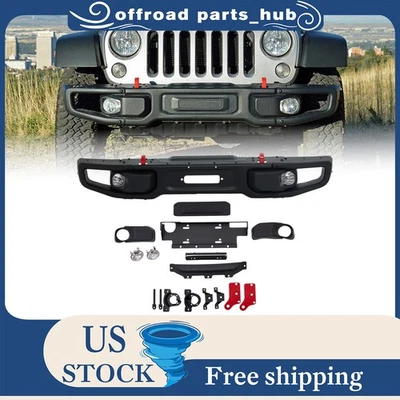 Upgrade W/Winch Plate Front Bumper For Jeep Wrangler JK 2007-18 10th Anniversary - Image 1 of 4