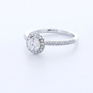 ANILLO DE ACENTO HALO PUNTA ORO BLANCO 18K CORTE REDONDO D/VVS1 DIAMANTE CREADO EN LABORATORIO 0,9 QUILATES - Imagen 1 de 3