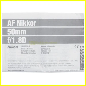 Manuale per obiettivo Nikon AF 50mm. f1,4 D Italiano E G F S J. - Imagen 1 de 2