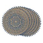 Dii Woven Tabletop Collection Natural Jute, Placemat Set, 15" Round, French Blue