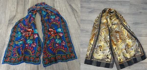 Lot of two silk scarf Floral / Animal Print ~ Un branded - Picture 1 of 24