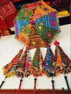 Indian Wedding Decorative Vintage Parasol Cotton Handmade Sun Shade Umbrella - Picture 1 of 8