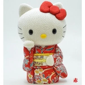 Kawaii Red Hello Kitty Japanese Kimekomi Doll Maneki Neko Like Kakinuma Doll - Picture 1 of 8