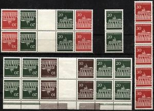 GERMANY Deutsche BundesPost #952 #953 #954 Postage Gutter Block Stamps MLH MNH - Picture 1 of 1