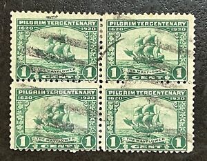 US 1920 RARE 1c Mayflower #548 Used Block of 4 4B865