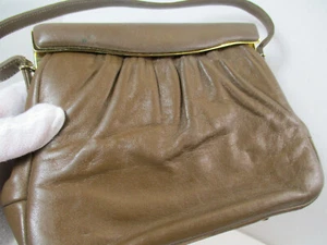 ETRA Brown Patent Evening Bag, Purse, Brass, Flip Top, Corde' Bead Mirror, EUC - Picture 1 of 12