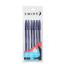6 Pack Blue Ink Pull Cap Ballpoint Pens Writing School Office Stationery