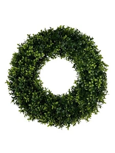 Artificial Wreath UV Boxwood 22 Inch Round Two Tone Green - Picture 1 of 5