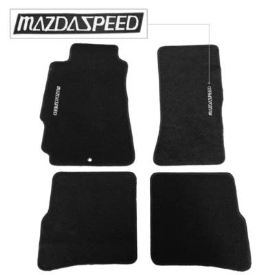 For 04-12 Mazda Rx8 Floor Mats Carpet Front & Rear Nylon Black w/ Emblem Foto 1 de 2