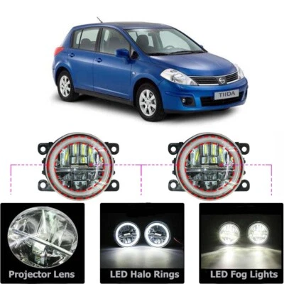 Kit de luces antiniebla LED anillos ojo de ángel DRL lámpara de circulación diurna apta para Nissan Versa Foto 1 de 4