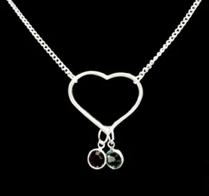 Birthstone Necklace Heart Mother Grandmother Wife Mom Mother's Day Gift Jewelry - Picture 1 of 2