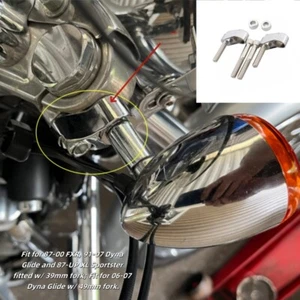 39 49mm Chrome Front Turn Signal Bracket Relocation Kit for Harley Dyna Sporster - Picture 1 of 11