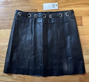 Bloomingdale’s BCBG Black Leather Skirt Women’s Size 0 New With Tags - Picture 1 of 6