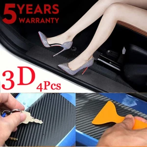 4pc For Chevy Silverado 1500 Carbon Fiber Cab Door Sill Plate Protector Cover US - Bild 1 von 17