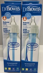 NEW 2x Dr Brown's Natural Flow 8 oz / 250 ml Baby Bottle Reduces Colic 0 Month+ - Picture 1 of 2