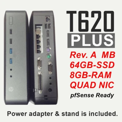 [Rev.A MB] HP T620 PLUS Thin Client GX-420CA 8/64 +Intel 4PORT GB pfsense - Imagem 1 de 4