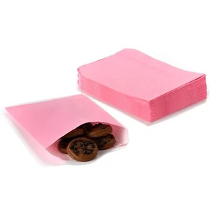 Flat Paper Treat Bag Pink Greaseproof Bakery Glassine Cookie Paper Bags 5.12 ... - Picture 1 of 7