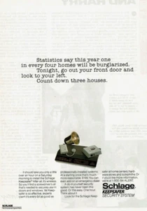 1988 Vintage Print Ad Schlage Keepsafer Security System Statistics Say inflary - Bild 1 von 2