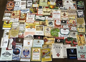 Vintage 1940-1960 75 Piece Lot of European Wine / Liquor Paper Labels "NOS" - Picture 1 of 4