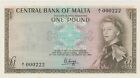 P29a MALTA ONE POUND BANKNOTE IN MINT CONDITION DATED 1967