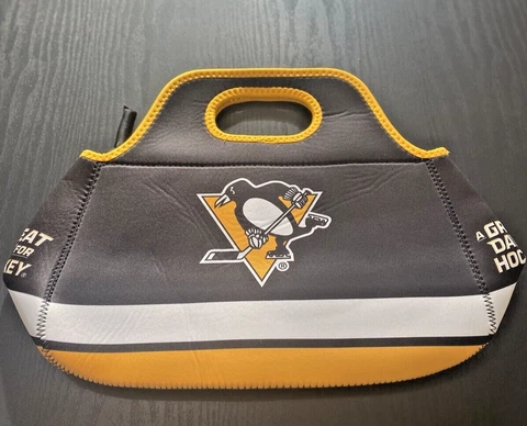 Pittsburgh Penguins Zippered Cooler NHL Lunch Bag Tote 6 Pack Black & Gold Sack Cover
