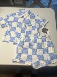Grayson Threads Kids Girls Size M(8) Top & Shorts White And Blue 2 PC Set - Picture 1 of 9