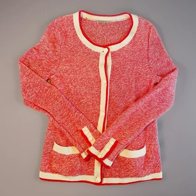 Cárdigan de tweed blanco rosa Gap para mujer mediano 2012 botón delantero tejido preppy Foto 1 de 4