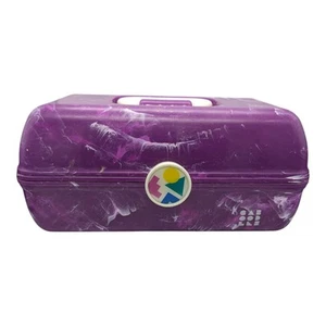 Caboodles On the Go Retro Makeup Case With MirrorLarge Marbled Purple VERY GOOD - Picture 1 of 8
