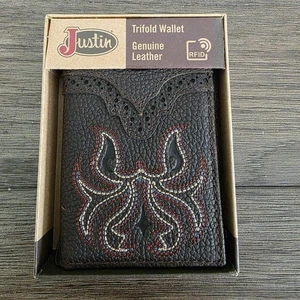 Justin Boots Cartera de Cuero Genuino para Hombres Triple con Logotipo Cosido RFID Occidental - Imagen 1 de 7