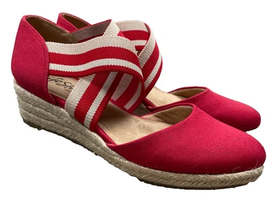 LifeStride Zapatos Mujer 8 Wide Velocity 2.0 Keaton Rojo Alpargata Cuña NUEVO Foto 1 de 4