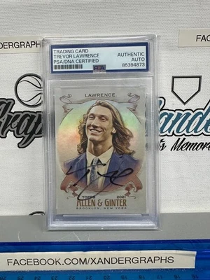 TREVOR LAWRENCE 2021 ALLEN & GINTER CHROME SIGNED AUTO FOOTBALL ON CARD PSA DNA - Image 1 of 4