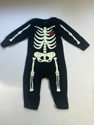 Antiguo Azul Marino Halloween Skelton Una Pieza Sin Pies Bebé Infantil Dormir 18 Meses (D) Foto 1 de 4