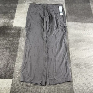 NWT Fila 100% Silk Wide Leg Gray Womens XL Drawstring Cargo Pants 3M Reflective - Picture 1 of 10