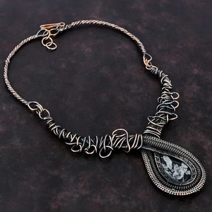 Nuevo collar de cadena de moda envuelto en alambre crisantemo natural pera joyería cobre - Imagen 1 de 6