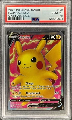 PSA 10 - PIKACHU V - 170/185 - VIVID VOLTAGE SWSH FULL ART POKEMON ENGLISH - Image 1 of 3