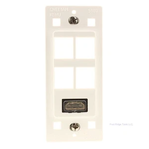 Cheetah White 4-Port Wallplate Decorator Insert with HDMI Port Bulk 5180-W - Picture 1 of 5